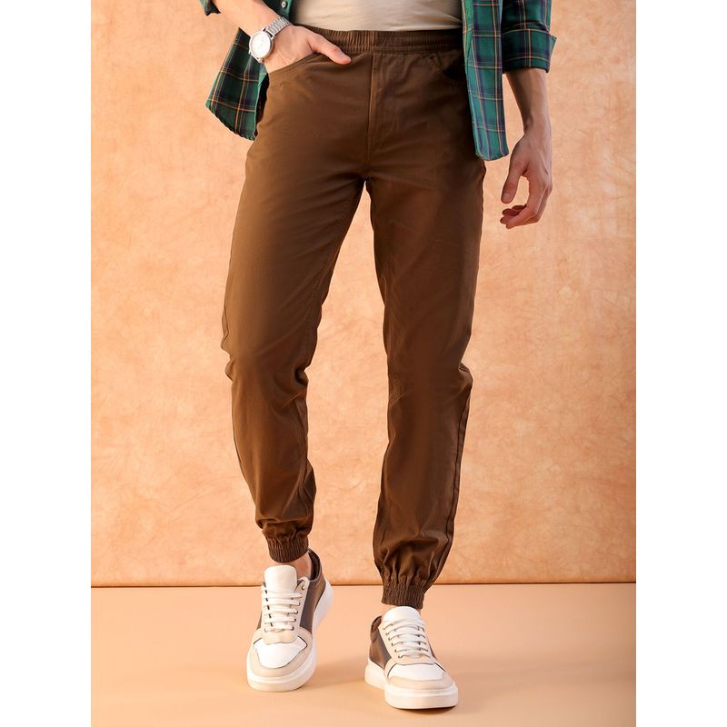 The Indian Garage Co Men Slim Fit Solid Mid-Rise Joggers (28)