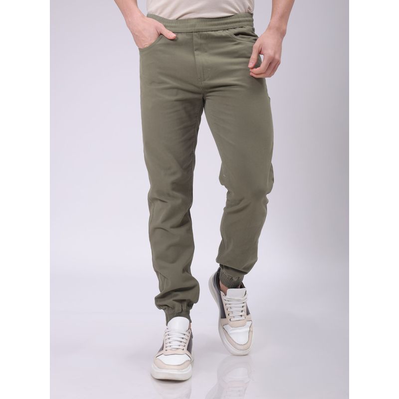 The Indian Garage Co Men Slim Fit Solid Mid-Rise Joggers (28)