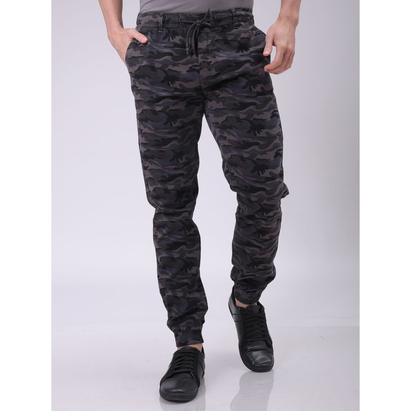 The Indian Garage Co Men Slim Fit Camouflage Mid-Rise Joggers (36)
