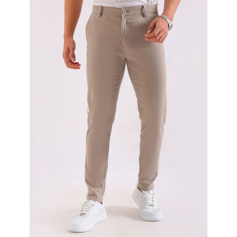 The Indian Garage Co Men Slim Fit Solid Mid-Rise Stretchable Chinos (30)