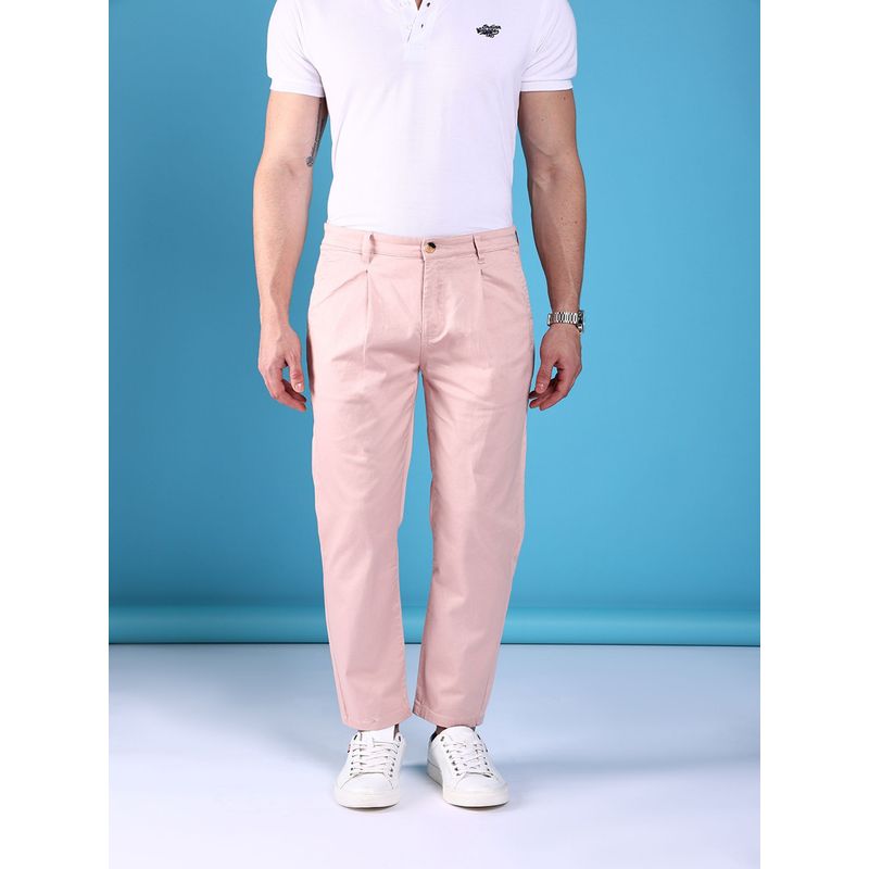 The Indian Garage Co Men Slim Fit Solid Mid-Rise Stretchable Chinos (30)