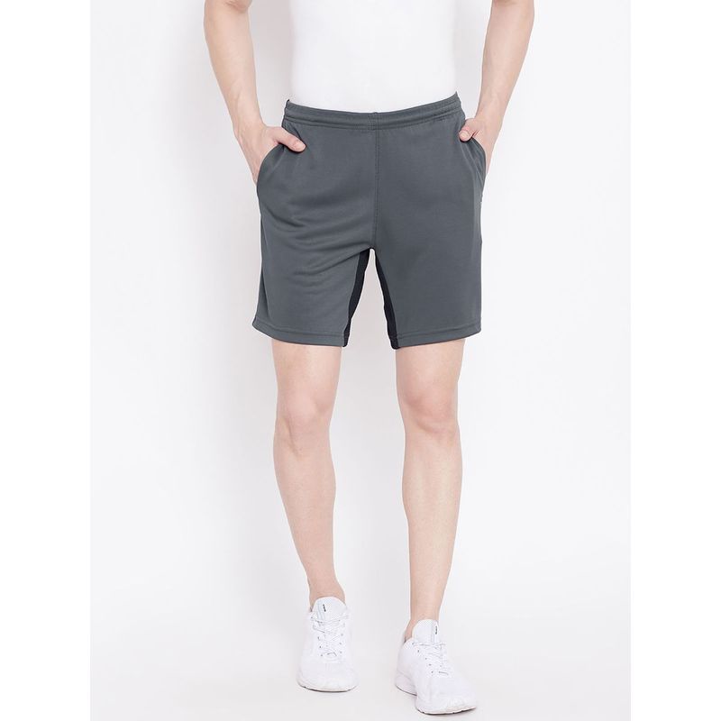 Athlisis Men Grey Colourblocked Sports Shorts (2XL)