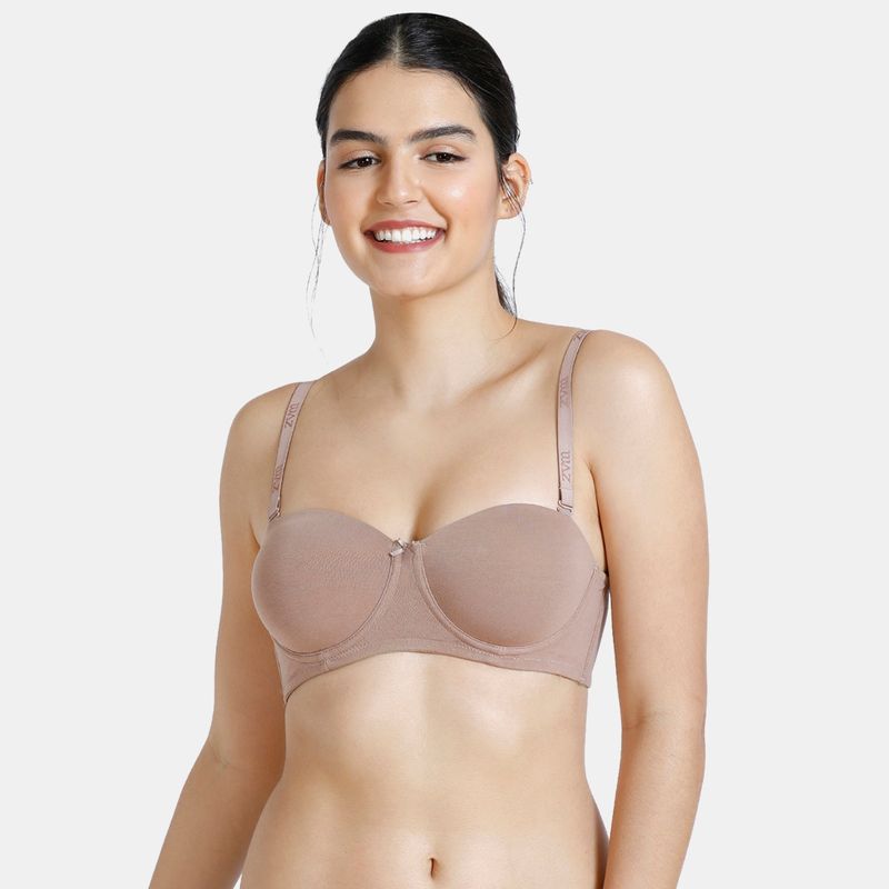 Zivame Padded Wired 3-4th Coverage Strapless Bra - Buff Brown (32B)