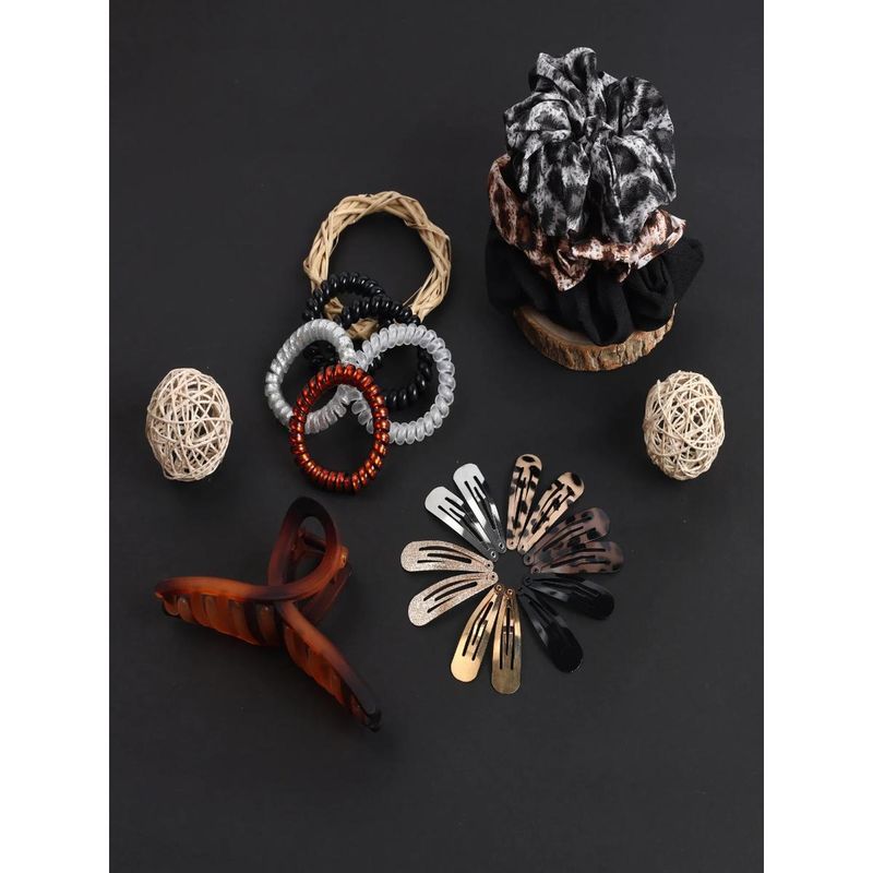 Buy Jewelz Scrunchies with Rubber Bands and Clutch Hair Accessory Combo
