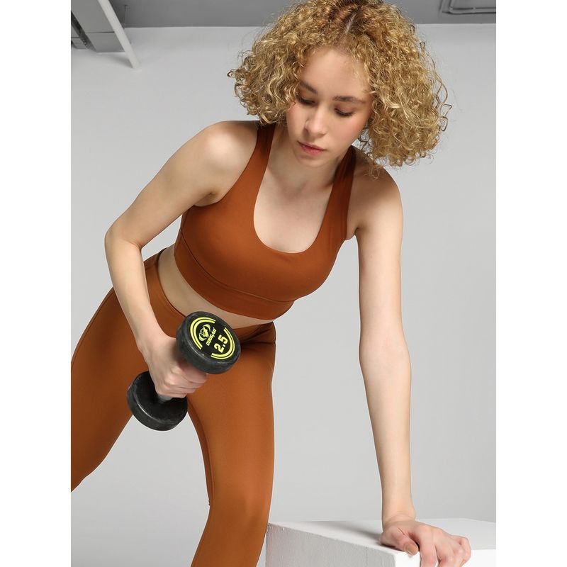 Puma 4KEEPS EVOLVE LONGLINE Women Brown Sports Bra (S)