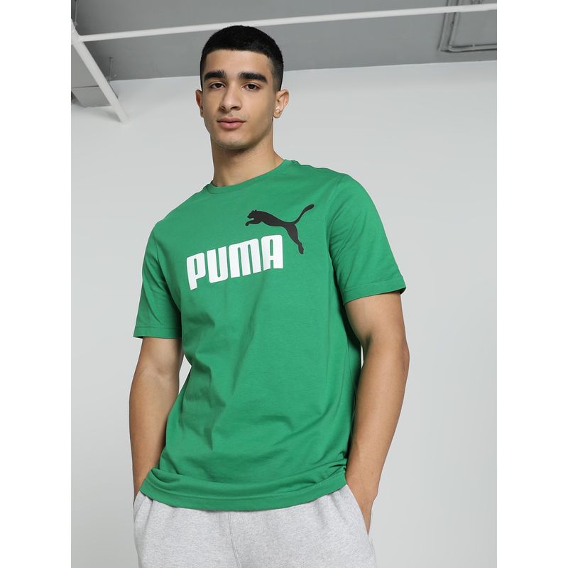Puma Essentials+ 2 Col Logo Men Green T-Shirt (S)