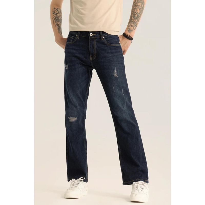 Snitch Vanguard Dark Blue Distressed Straight Jeans (36)
