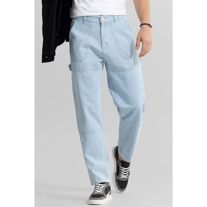 Snitch Zyaire Ice Blue Baggy Fit Jeans (34)