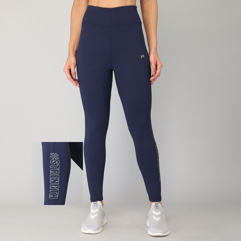 Muscle Torque Gym Yoga High Waist Seamless Reflecting Printed Strength Tight Solid Blue (S)