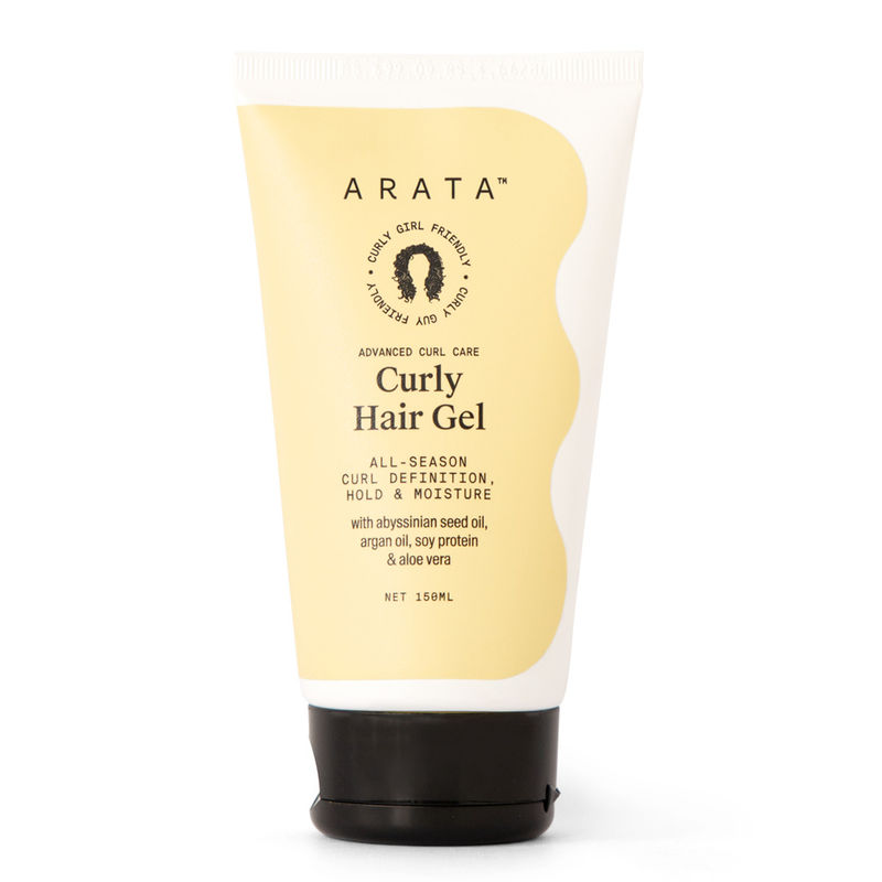 Arata Curly Hair Gel For Curl Definition With Abyssinian Seed Oil, Soya Protein & Shea Butter