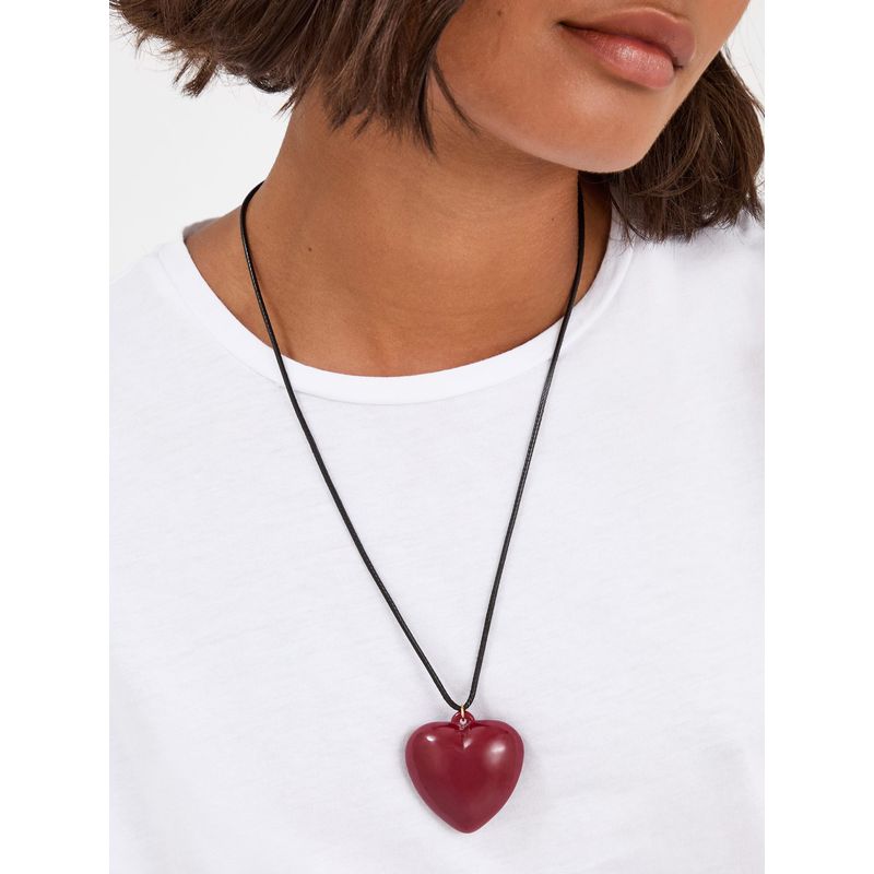Buy Accessorize London Red Resin Heart Long Cord Necklace Online