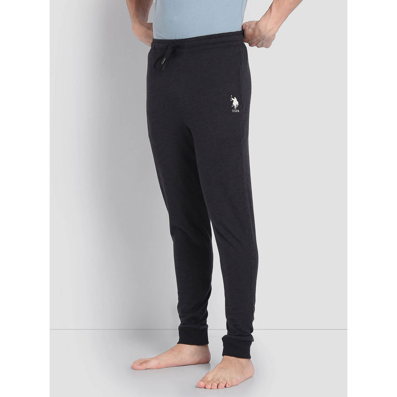 U.S. POLO ASSN. Heathered Drawstring Waist LJ004 Joggers Black (L)
