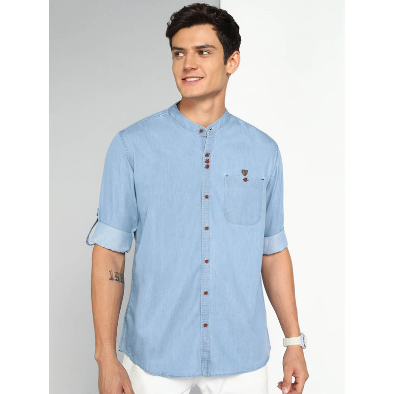 KUONS AVENUE Blue Men Denim Casual Shirt (M)