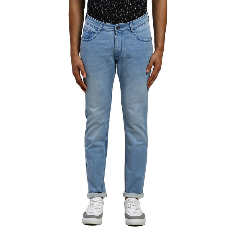 Park Avenue Super Slim Fit Solid Design Medium Blue Jeans (34)