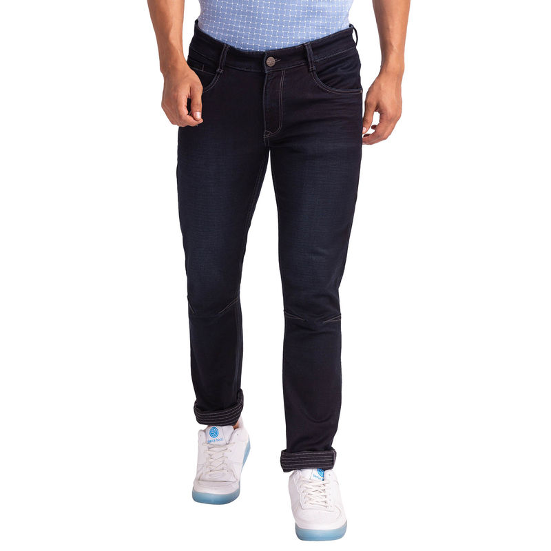 Parx Skinny Fit Solid Design Fancy Navy Blue Jeans (30)