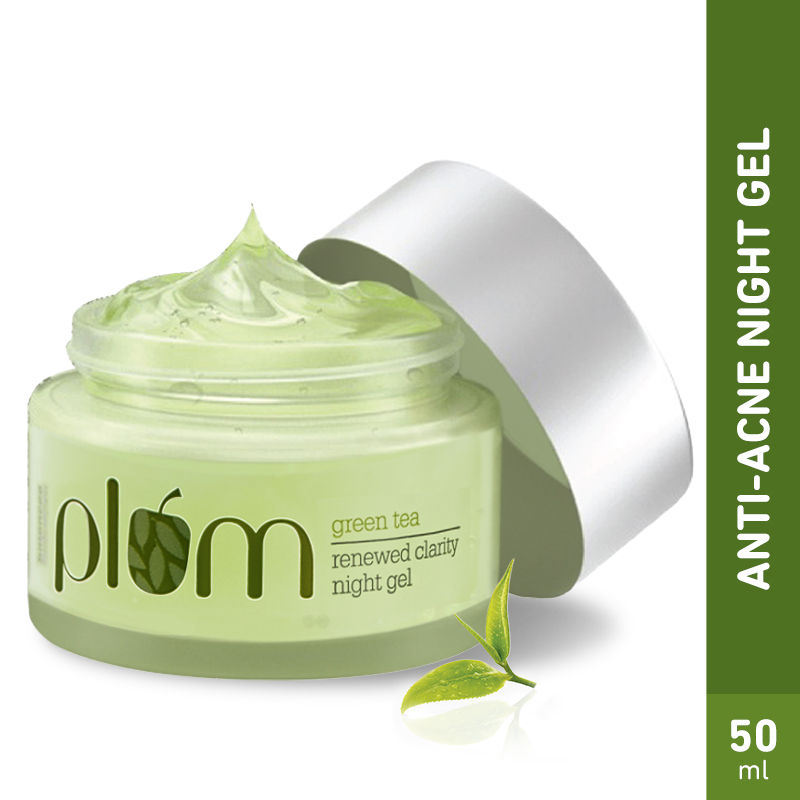Plum Green Tea Night Gel Cream With Glycolic Acid, Fights Acne For Clear, Oil-Free, Youthful Skin