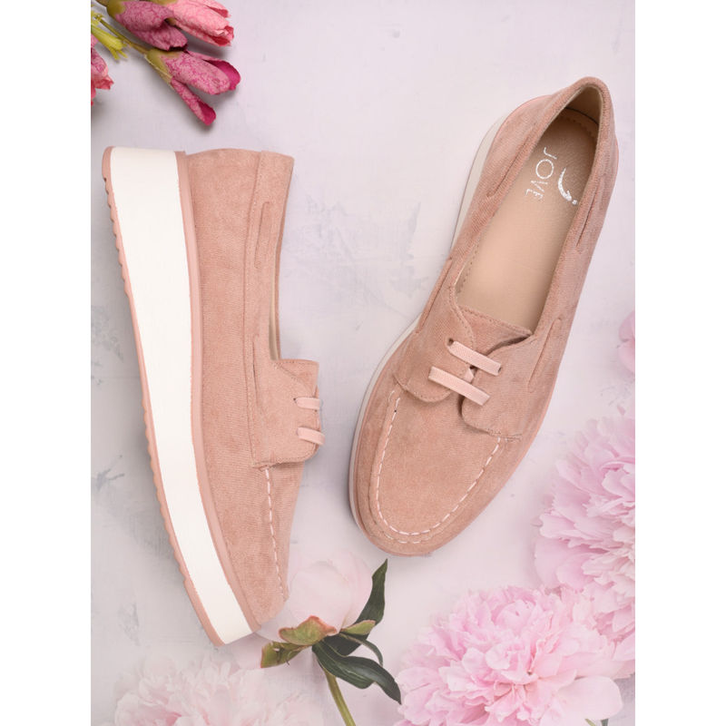 Jove Women Pink Solid Loafers (EURO 40)