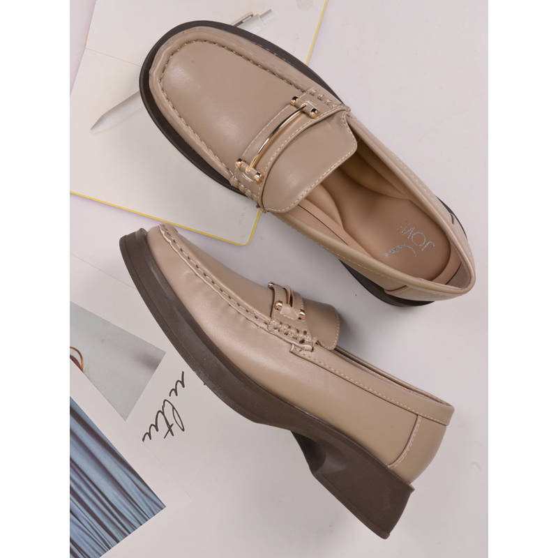 Jove Women Khaki Solid Loafers (EURO 36)