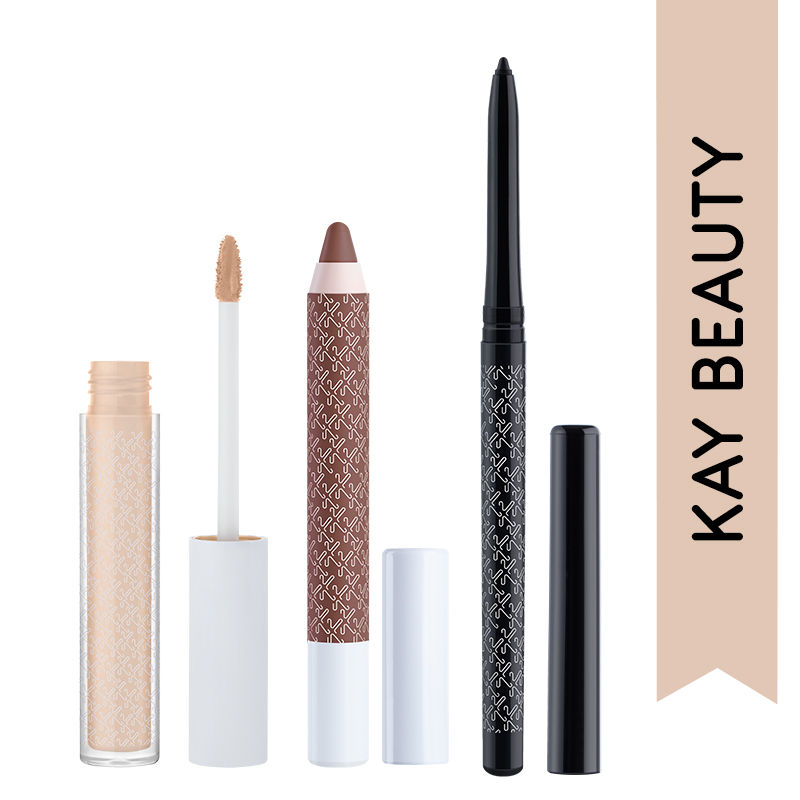 Kay Beauty Effortlessly Glam Look with HD Liquid Concealer, Contour Stick & 24 Hr Kajal