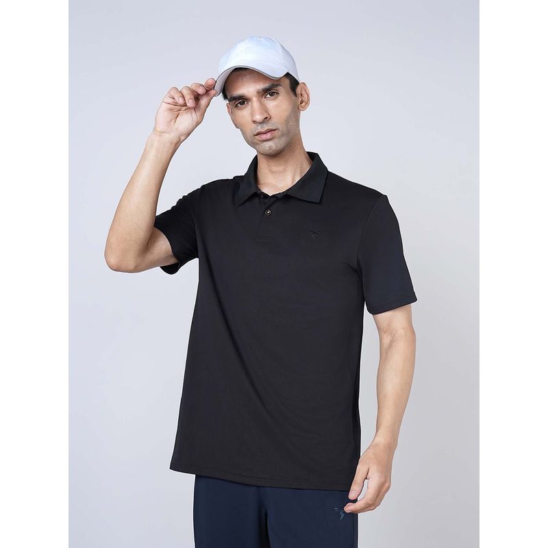 Technosport Men Cricket Fan T-Shirt Ipl Printed Black Polo Tshirt (XL)