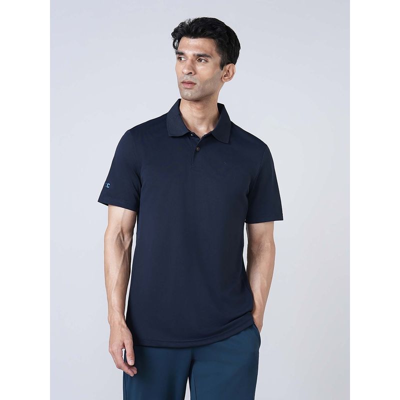 Technosport Men Cricket Fan T-Shirt Ipl Printed Navy Blue Polo Tshirt (XL)