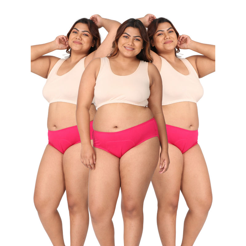 Adira Curvy Women Pink Stain Free Period Panties (Pack of 3) (3XL)