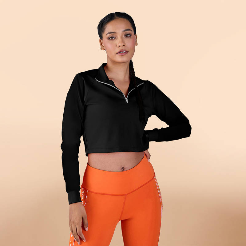 Kica Full Sleeves Running T-Shirt In Second SKN Fabric With A High Collared Neck For Running (XS)