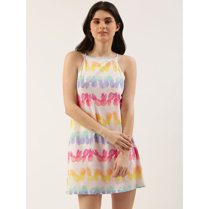 Clt.s Women Multi-Color Tropical Print Sleep Dress (M)