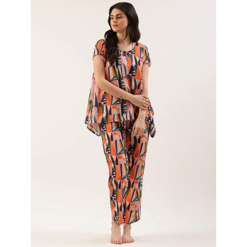 Clt.s Women Multi-Color Abstract Print Co-Ord (Set of 2) (L)