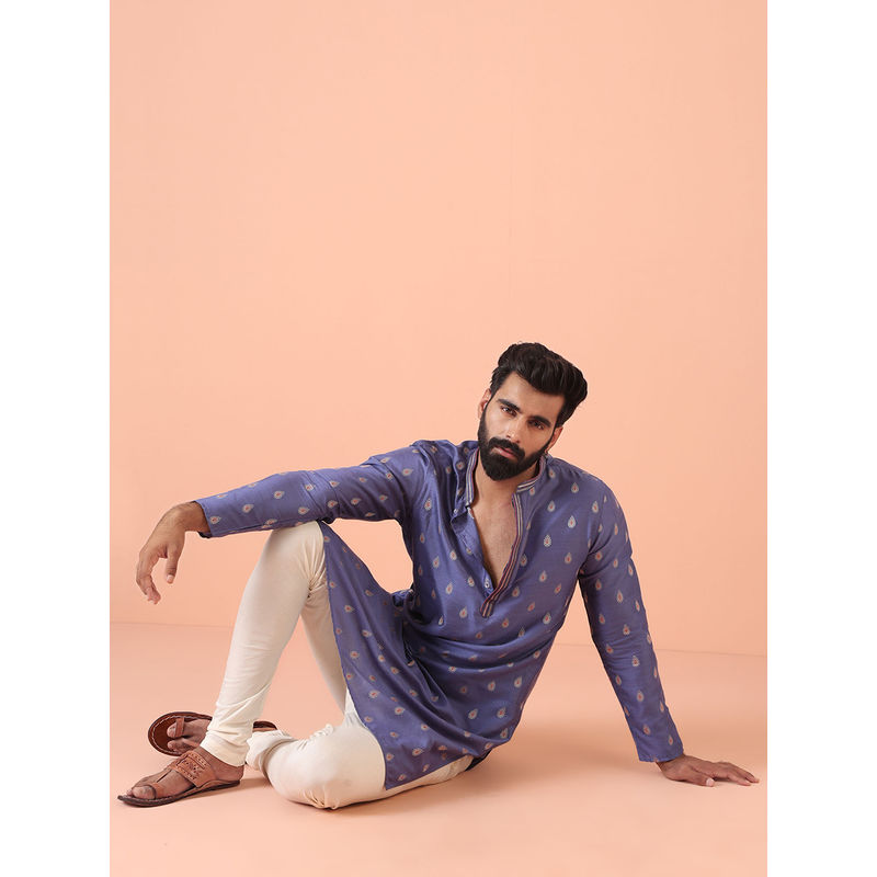 KISAH Mens Blue Design Printed Kurta (38)