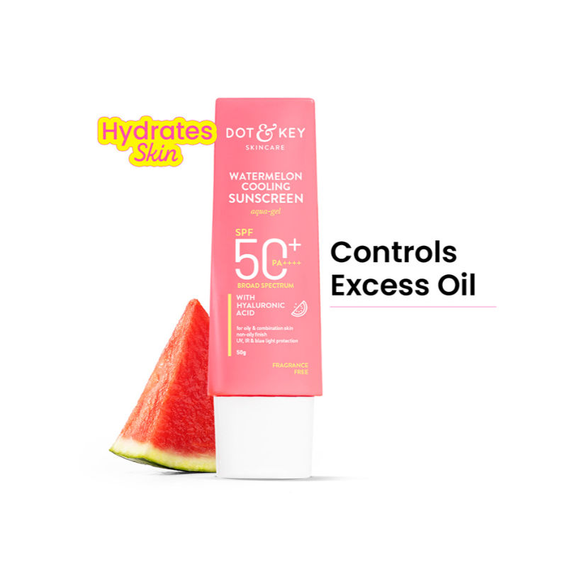Dot & Key Watermelon Cooling Sunscreen SPF 50+ PA++++, Aqua-Gel Texture, Hyaluronic Infused