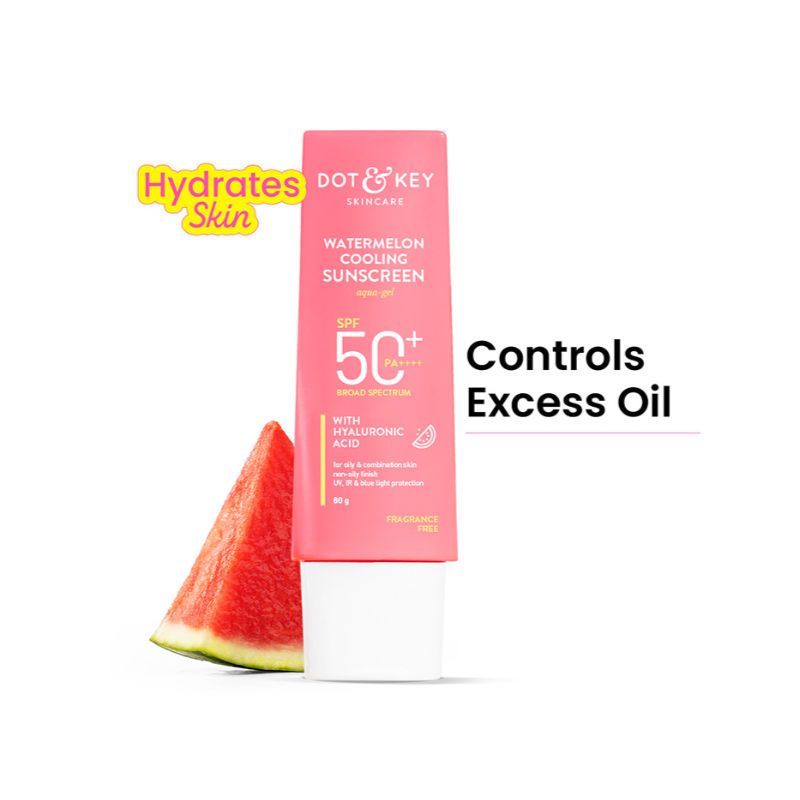 Dot & Key Watermelon Cooling Sunscreen SPF 50+ PA++++, Aqua-Gel Texture, Hyaluronic Infused