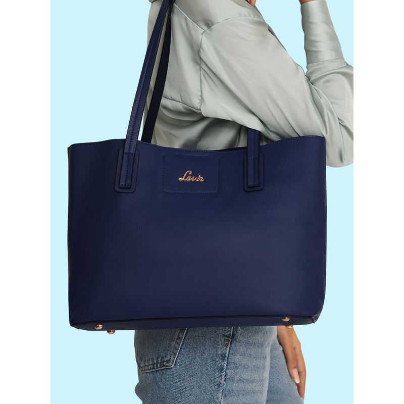 Lavie Womens Duo Navy Blue Open Tote Bag Buy Lavie Womens Duo Navy