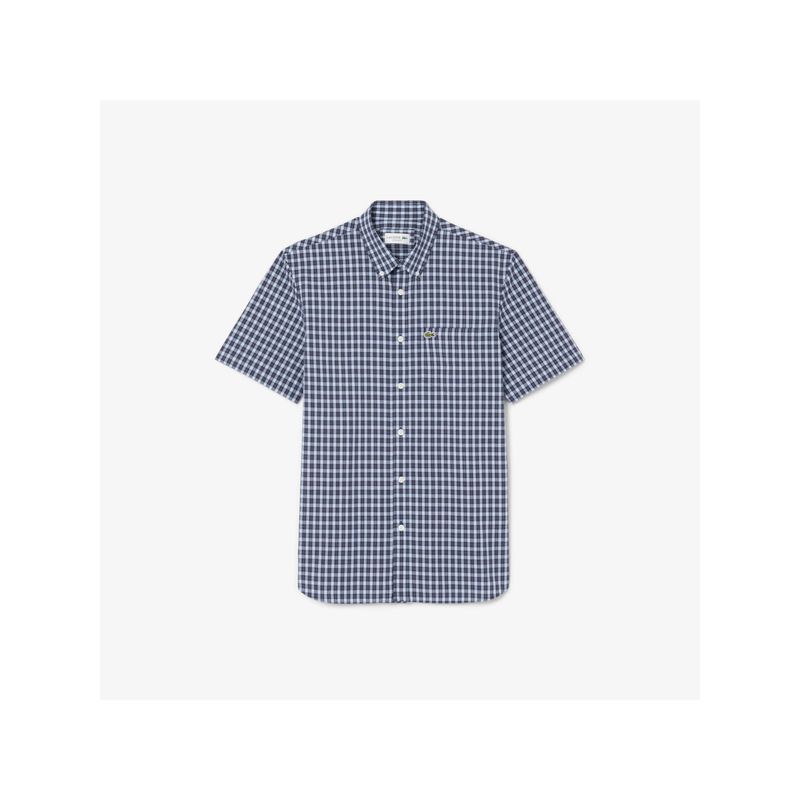 Lacoste Blue Checks Regular Fit Shirt (40)