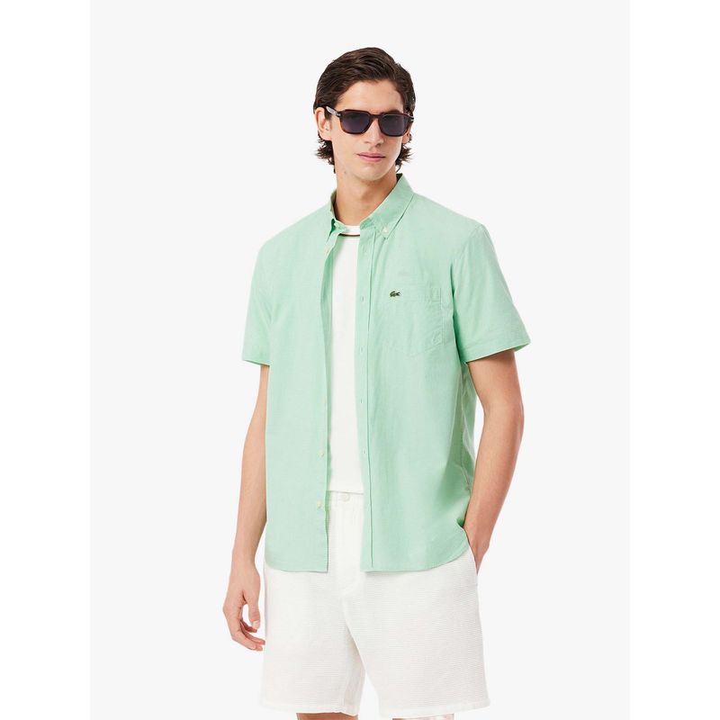 Lacoste Green Checks Regular Fit Shirt (38)