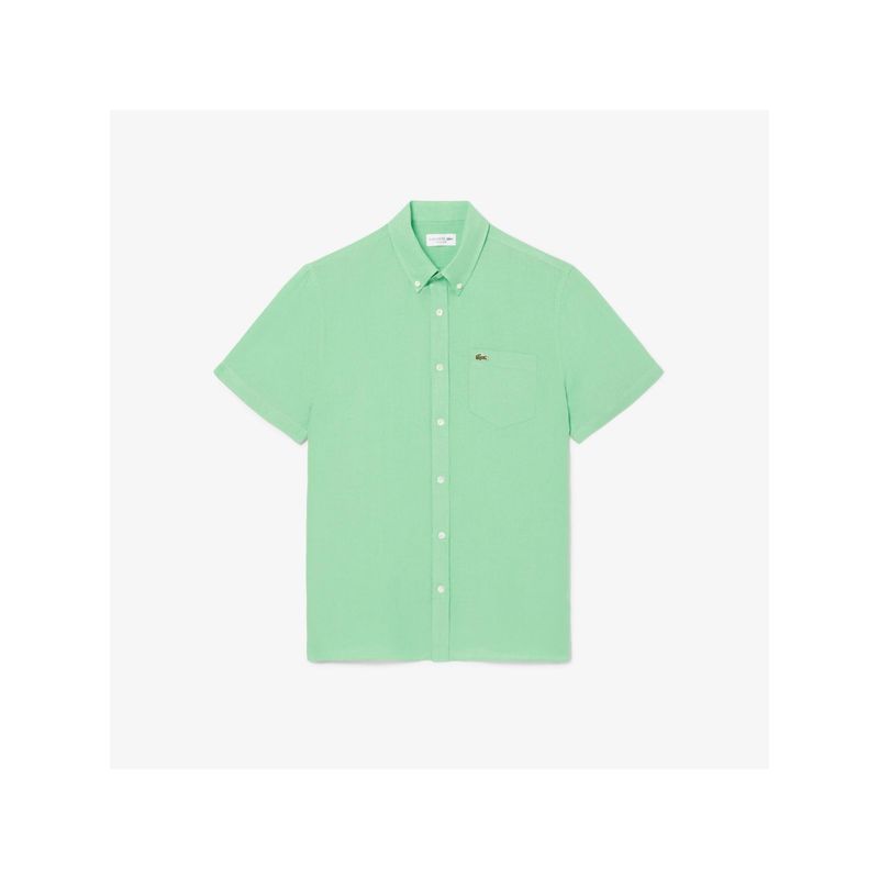 Lacoste Green Solid Regular Fit Shirt (38)