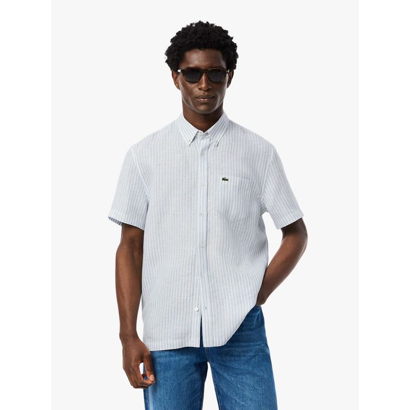 Lacoste Blue Solid Regular Fit Shirt (38)