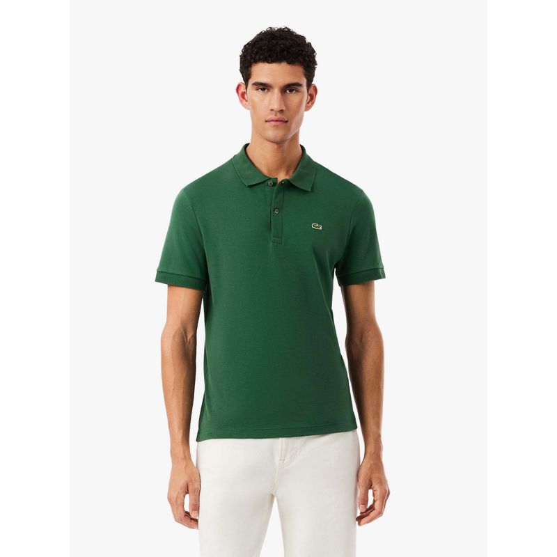 Lacoste Green Solid Regular Fit Polo T-Shirt (S)