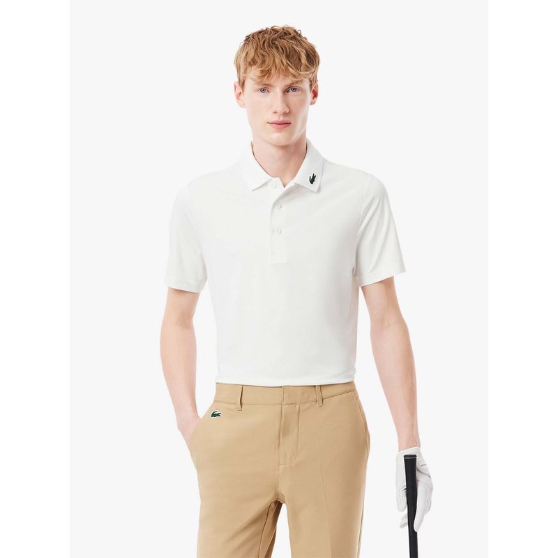 Lacoste White Solid Regular Fit Polo T-Shirt (S)