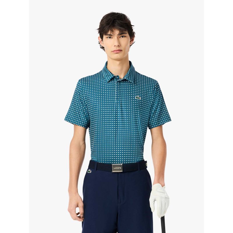 Lacoste Blue Printed Regular Fit Polo T-Shirt (S)