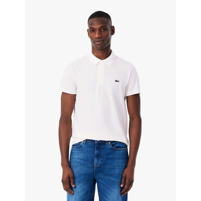 Lacoste White Solid Regular Fit Polo T-Shirt (S)