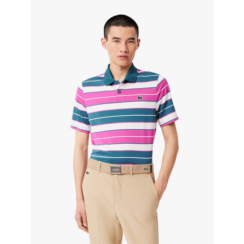 Lacoste Pink Stripes Regular Fit Polo T-Shirt (S)