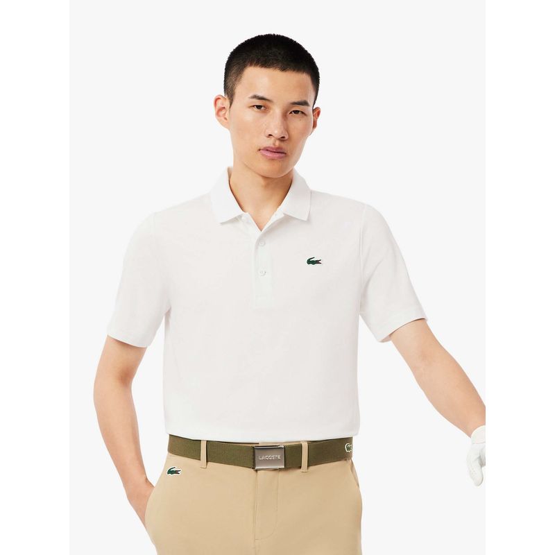 Lacoste White Solid Regular Fit Polo T-Shirt (S)