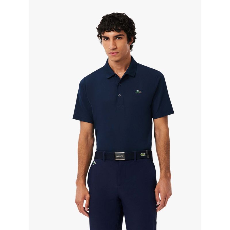 Lacoste Blue Solid Regular Fit Polo T-Shirt (S)