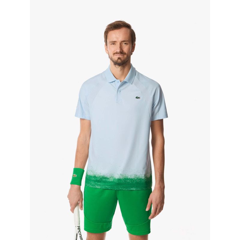 Lacoste Blue Printed Slim Fit Polo T-Shirt (S)