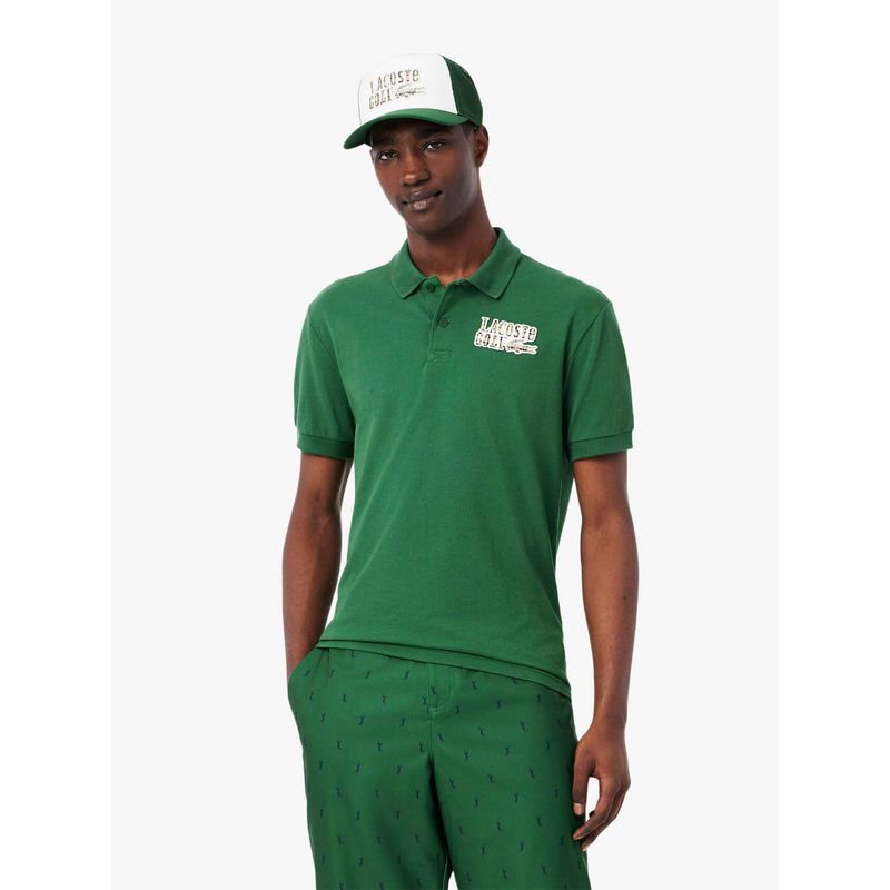 Lacoste Green Solid Relaxed Fit Polo T-Shirt (S)