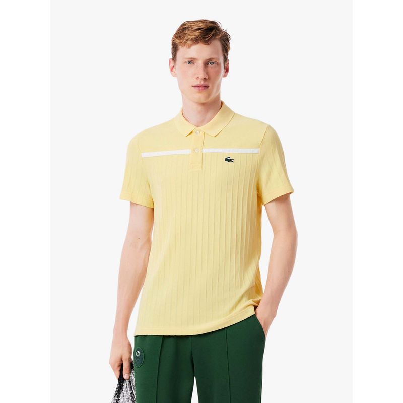 Lacoste Yellow Stripes Regular Fit Polo T-Shirt (S)