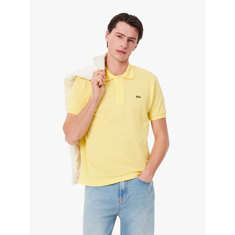Lacoste Yellow Solid Straight Fit Polo T-Shirt (XS)