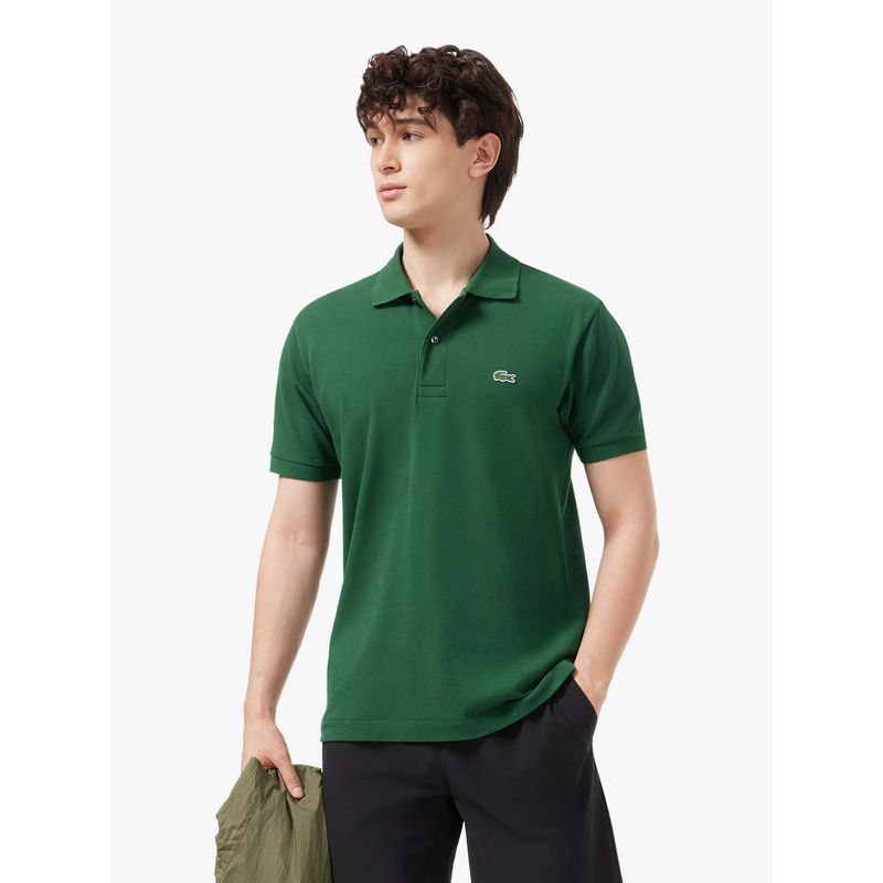 Lacoste Green Solid Straight Fit Polo T-Shirt (XS)