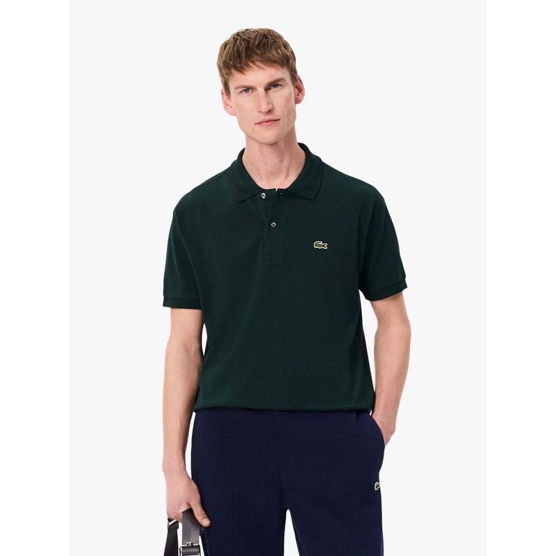 Lacoste Green Solid Straight Fit Polo T-Shirt (S)